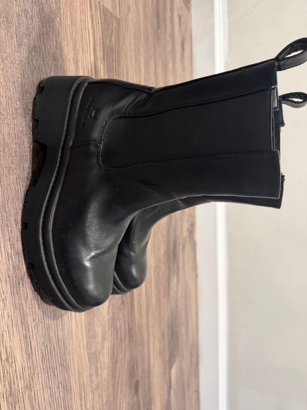 Halston Heritage Black Lace-Up Platform Lug Boots